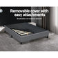 Bed Frame Base Double Size Mattress Platform Foundation Wooden Fabric Grey TOMI
