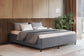 Bed Frame Base Queen Size Mattress Platform Foundation Wooden Fabric Grey TOMI