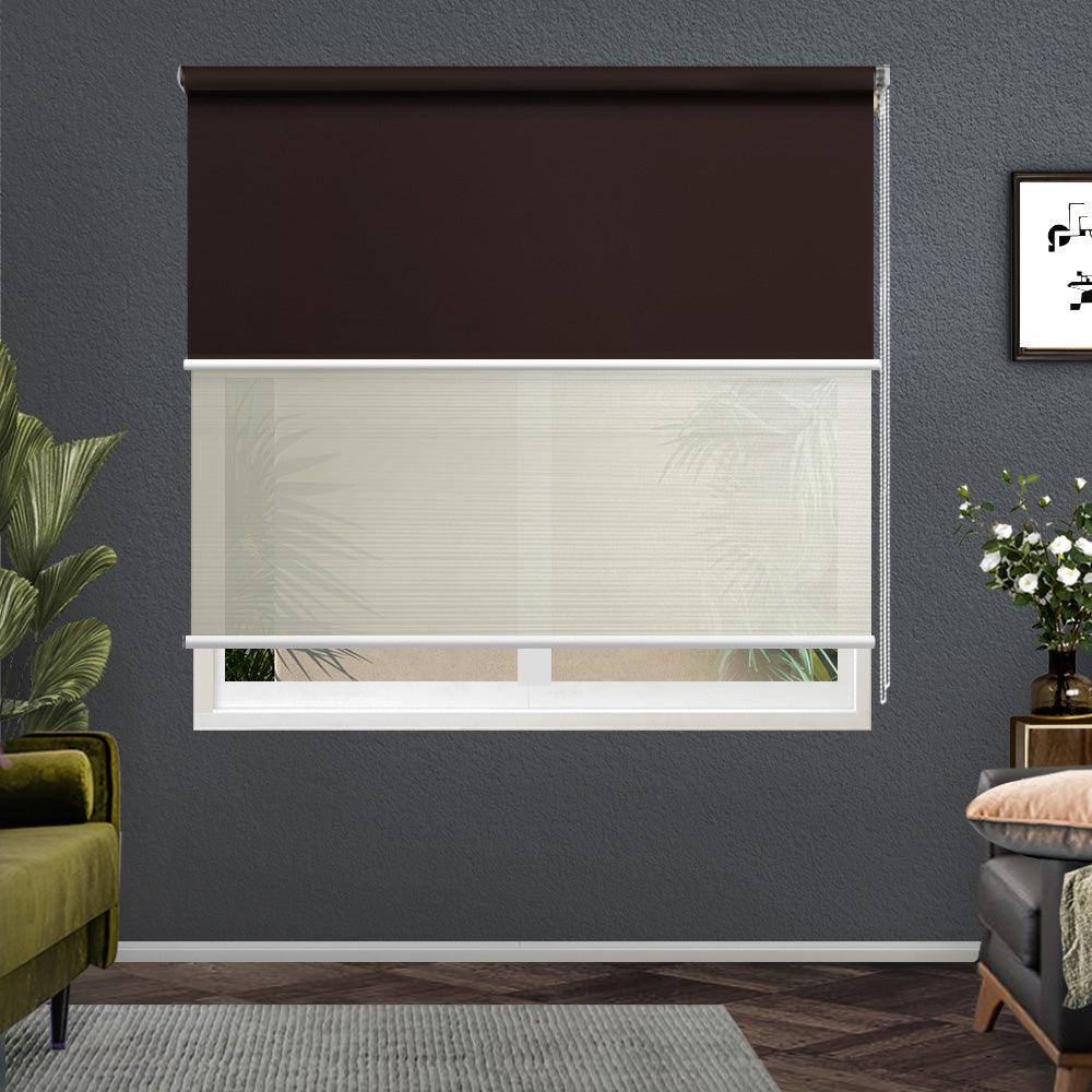 Roller Blinds Blockout Blackout Curtains Window Double Dual Shades 1.2X2.1M CRCO