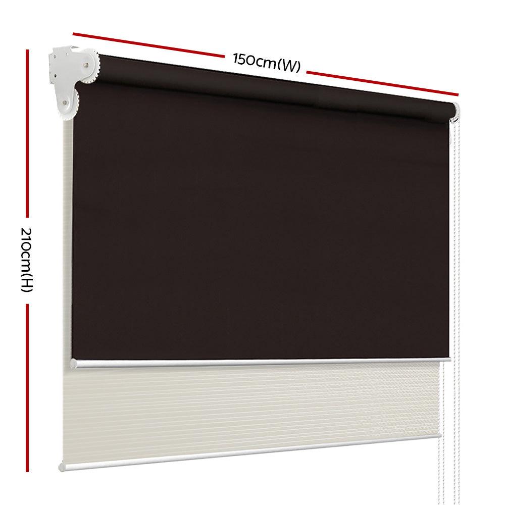 Roller Blinds Blockout Blackout Curtains Window Double Dual Shades 1.5X2.1M CRCO