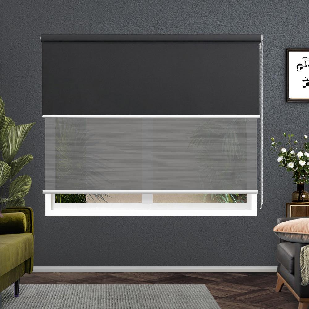 Roller Blinds Blockout Blackout Curtains Window Double Dual Shades 1.5X2.1M GRDR