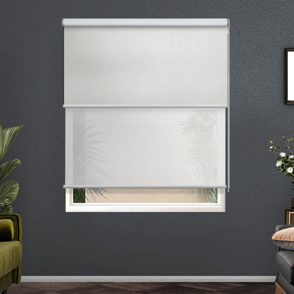 Roller Blinds Blockout Blackout Curtains Window Double Dual Shades 0.9X2.1M WHWH