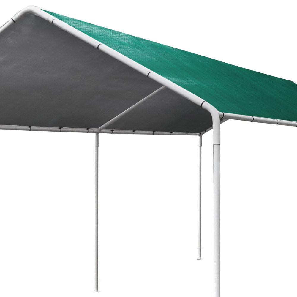 Carports 3m x6m Carport Kits Gazebo Canopy Tent Cover Metal Garden Shed Green