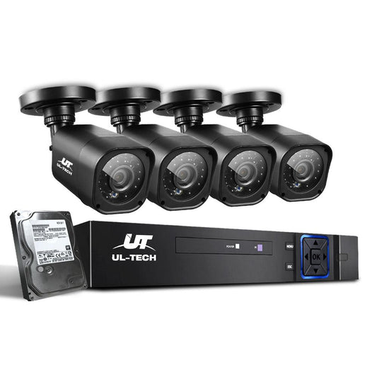 UL-Tech CCTV Security System 2TB 4CH DVR 1080P 4 Camera Sets
