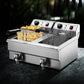 Devanti Commercial Electric Deep Fryer Twin Frying Basket Chip Cooker Countertop
