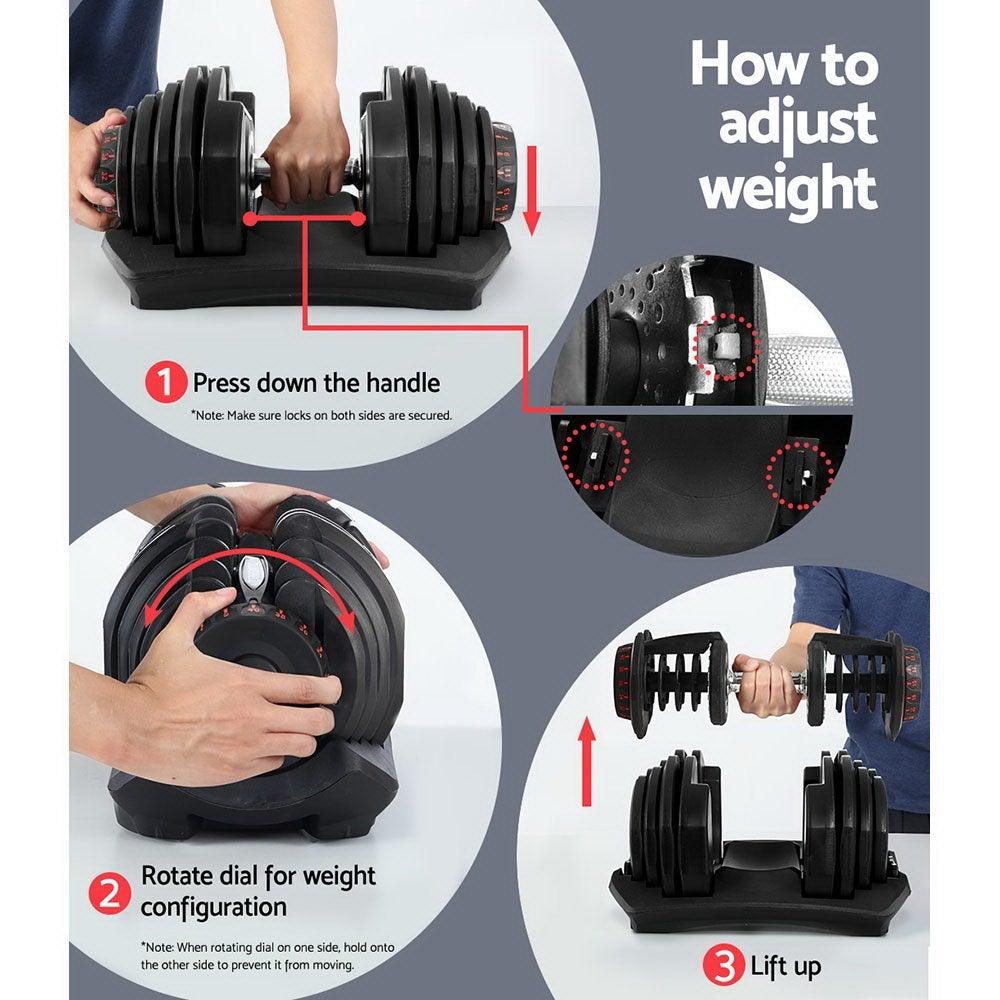 40KG Dumbbells Adjustable Dumbbell Weight Plates Home Gym Exercise