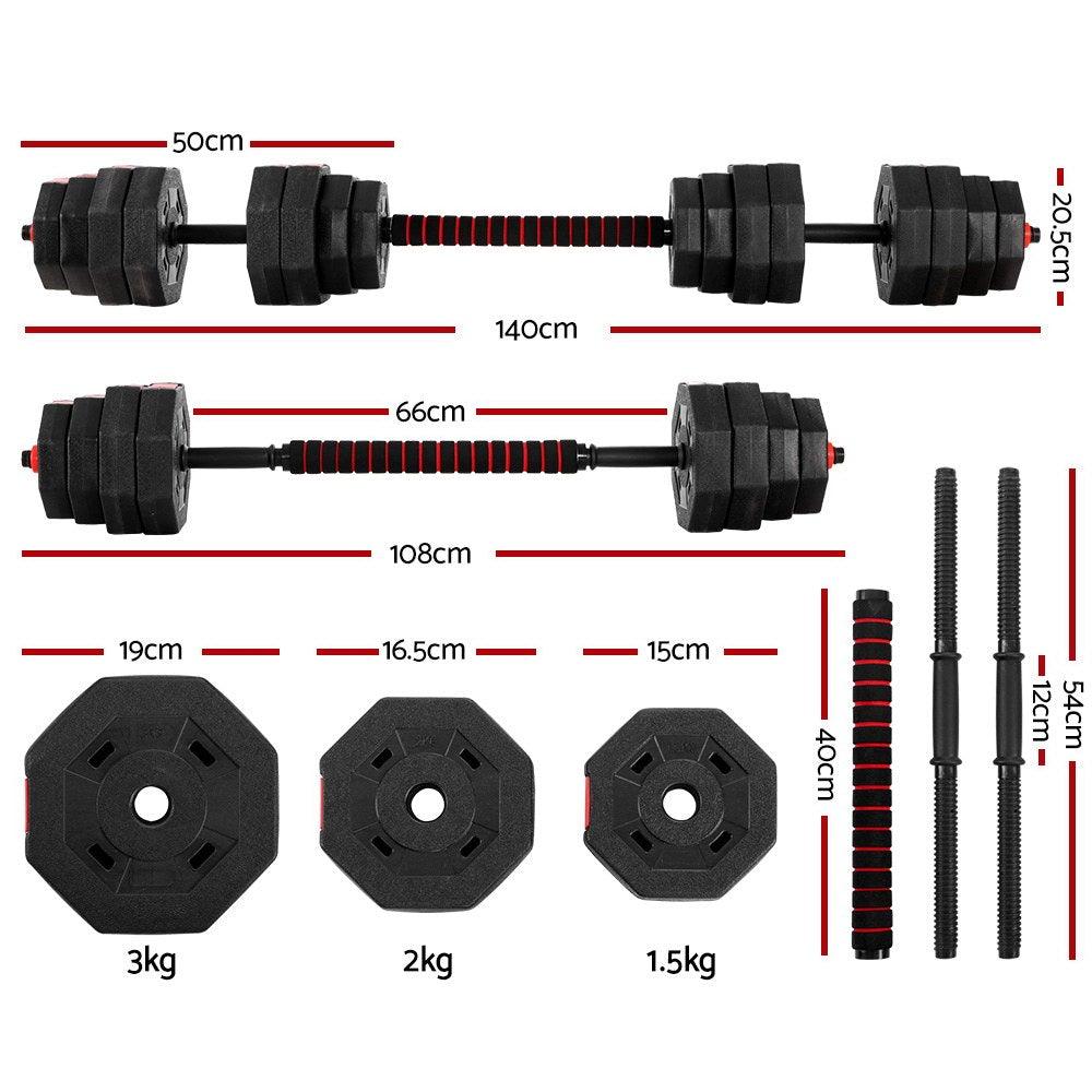 40KG 2-in-1 Dumbbell Barbell Set Adjustable Dumbbells Weights Home Gym Fitness