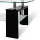 Artiss 2 Tier Glass Coffee Table - Black