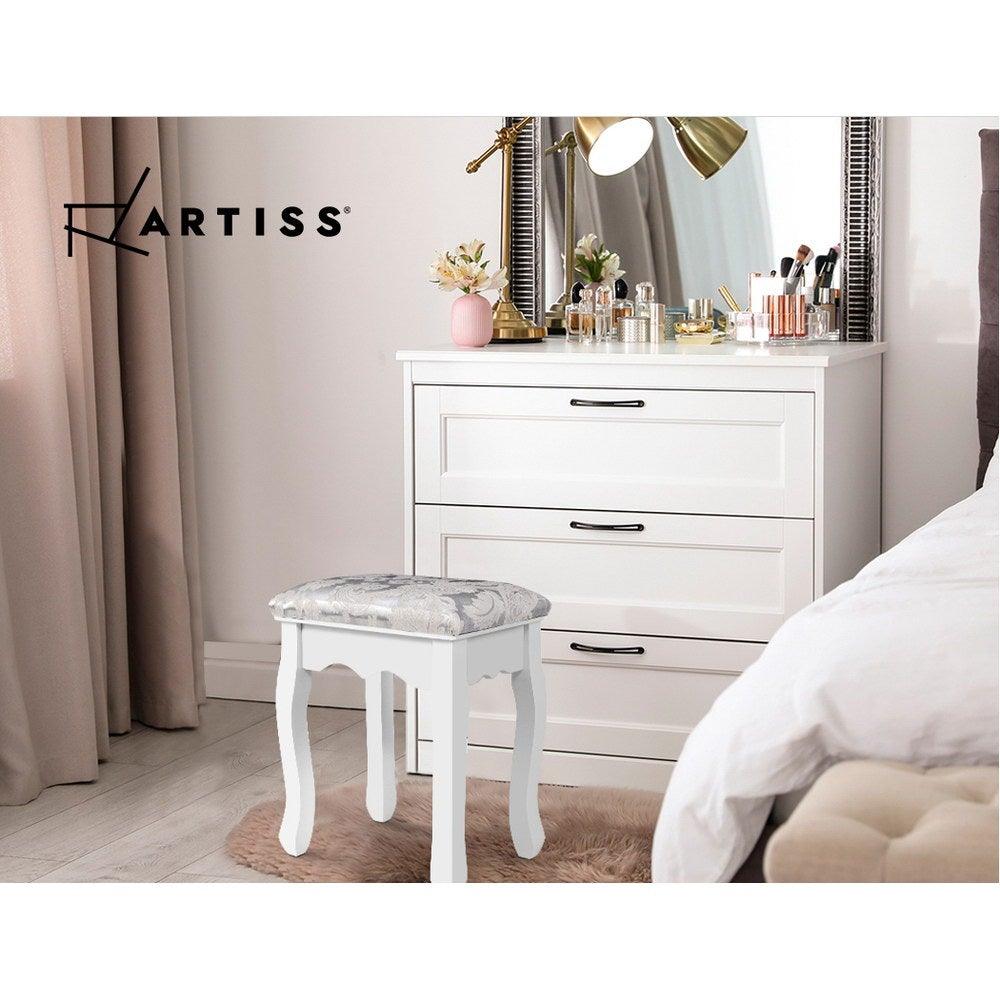 Artiss Dressing Stool Bedroom White Make Up Chair Living Room Fabric Furniture