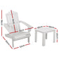 Gardeon Outdoor Sun Lounge Beach Chairs Table Setting Wooden Adirondack Patio Chair White