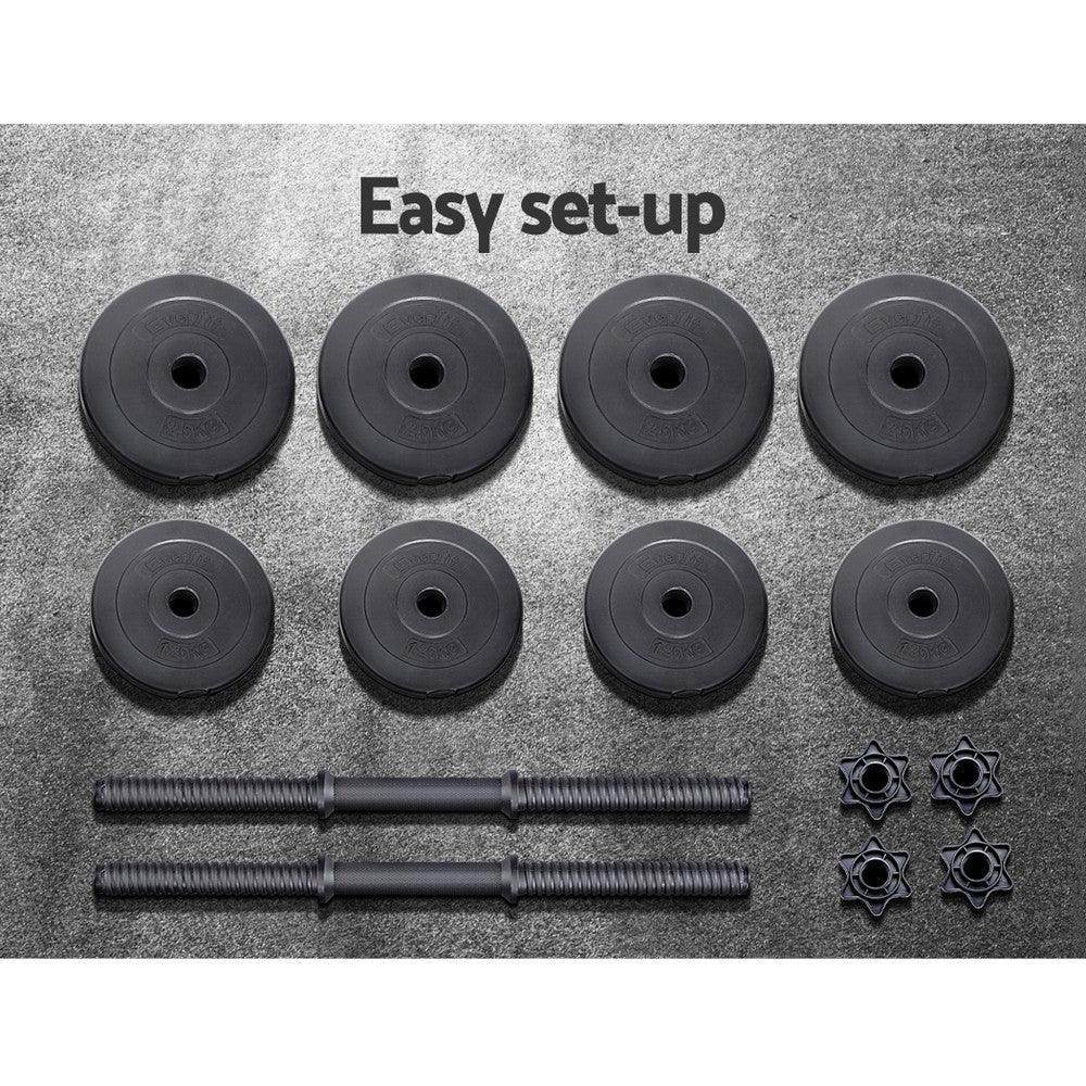Everfit 17KG Dumbbells Dumbbell Set Weight Plates Home Gym Fitness Exercise