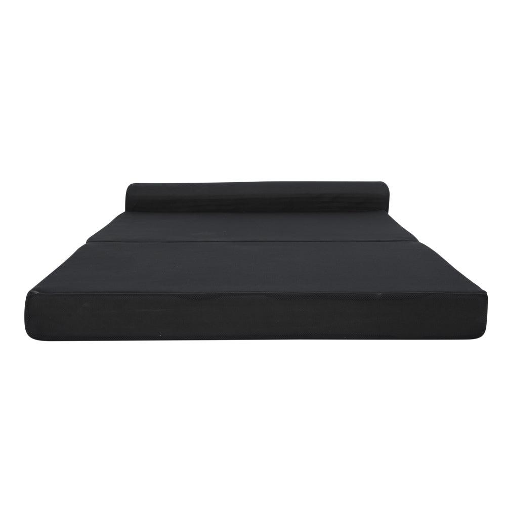 Giselle Bedding Folding Foam Mattress Portable Double Sofa Bed Mat Air Mesh Fabric Black