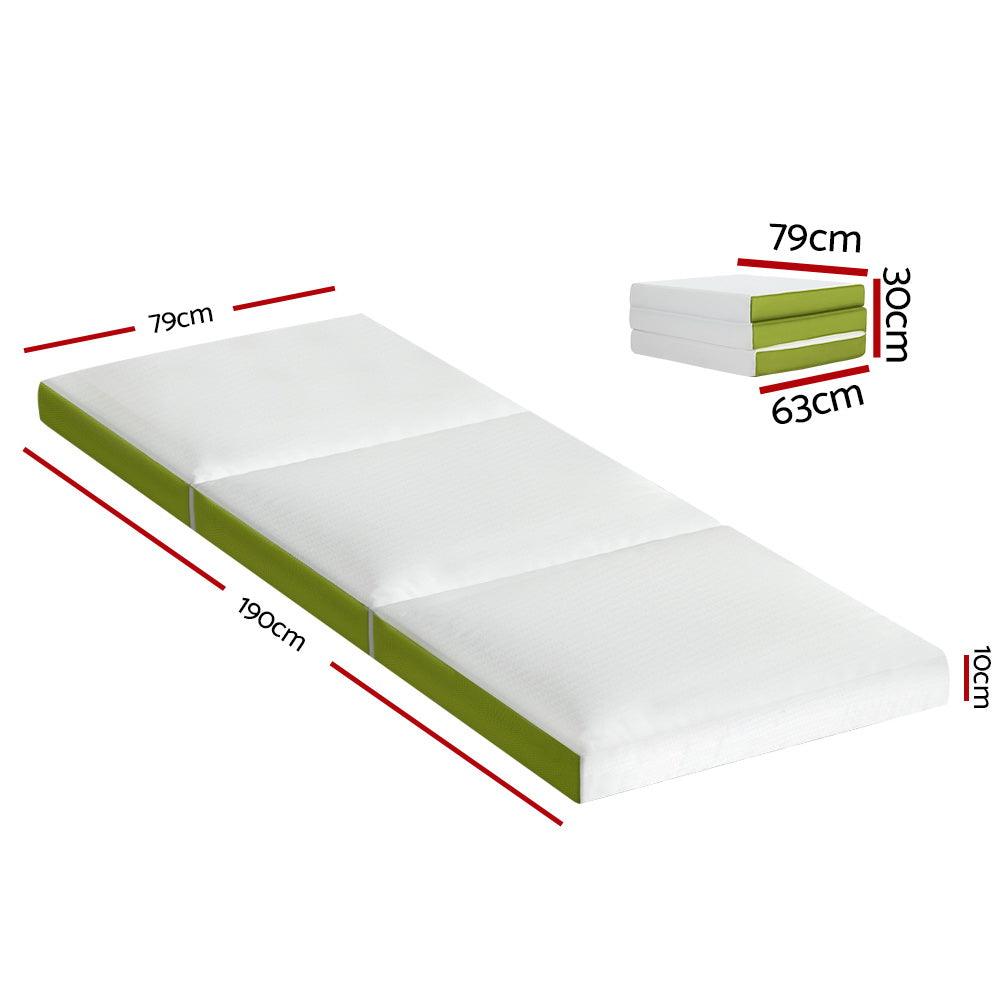 Giselle Bedding Foldable Mattress Folding Bed Mat Camping Trifold Single Green