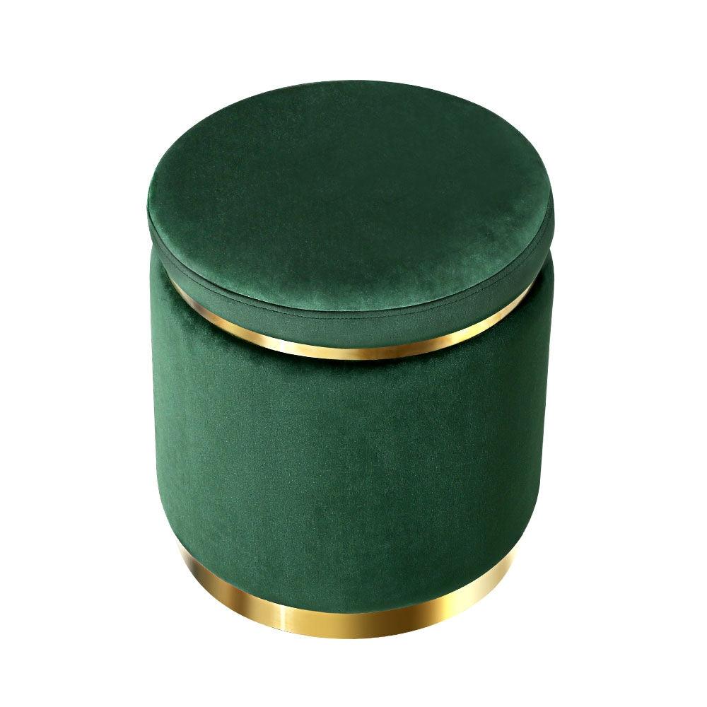 Artiss Ottoman Round Velvet Foot Stool Foot Rest Pouffe Padded Seat Pouf Green