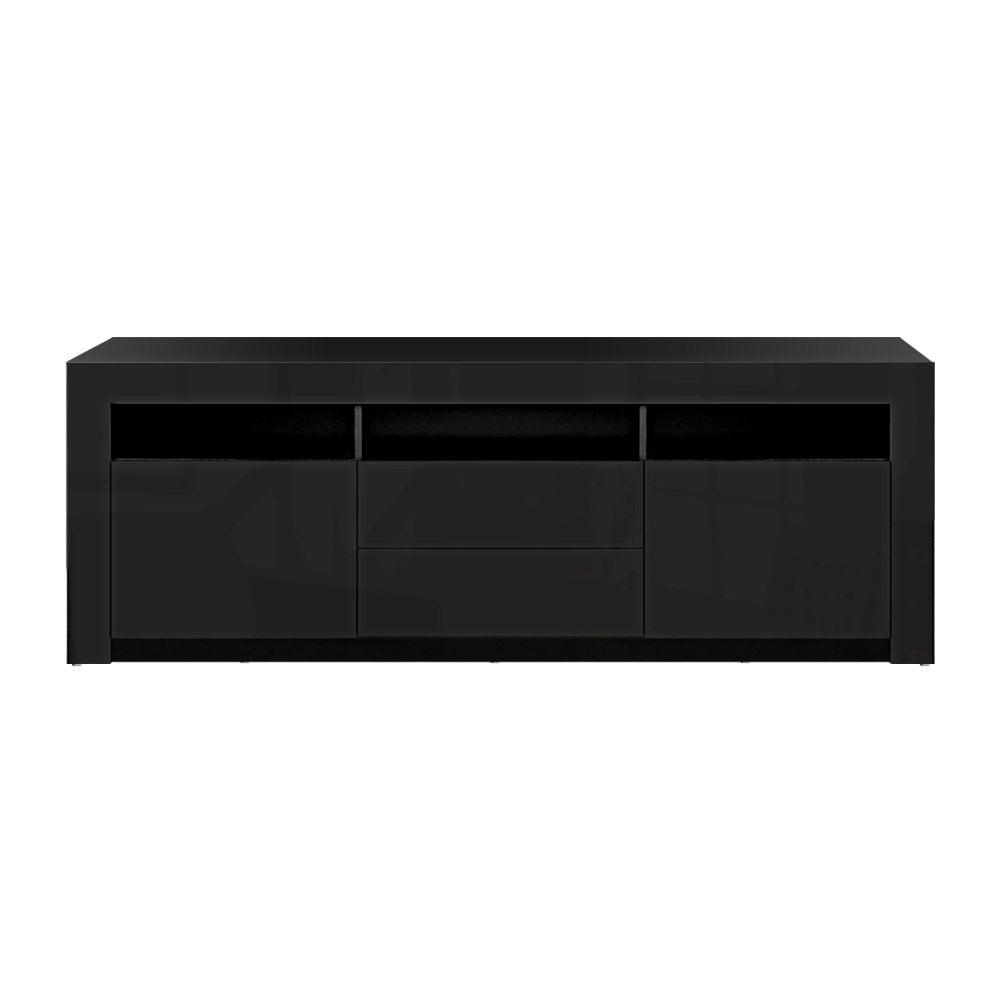 Artiss TV Cabinet Entertainment Unit Stand RGB LED High Gloss Furniture Storage Drawers Shelf 200cm Black