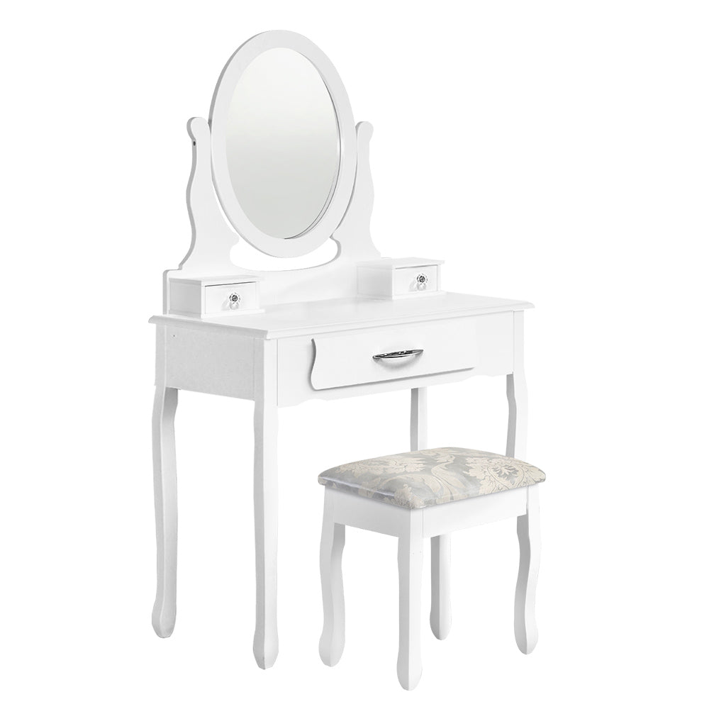 Artiss Dressing Table Stool Makeup Mirror Drawer White Jewellery Cabinet