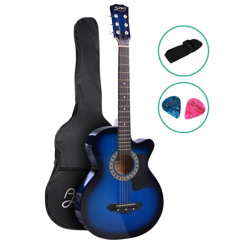 ALPHA 38 Inch Wooden Acoustic Guitar Blue