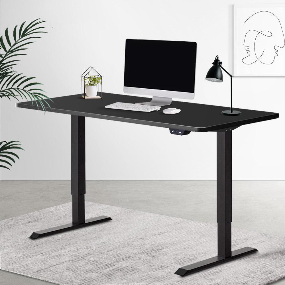 Artiss Standing Desk Sit Stand Up Riser Height Adjustable Motorised Electric Computer Laptop Table Black