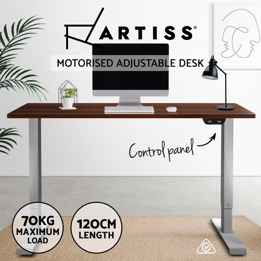 Artiss Standing Desk Sit Stand Table Height Adjustable Motorised Electric Grey Frame 120cm Walnut