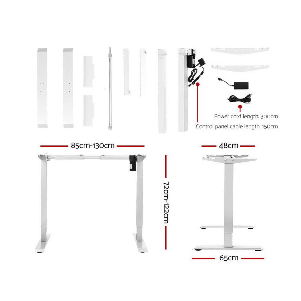 Artiss Standing Desk Sit Stand Table Riser Motorised Electric Height Adjustable Computer Laptop Table Home Office White Frame