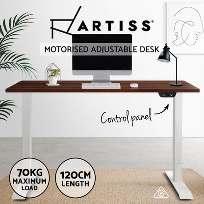 Artiss Standing Desk Sit Stand Table Riser Motorised Electric Height Adjustable Computer Laptop Table Home Office White Frame