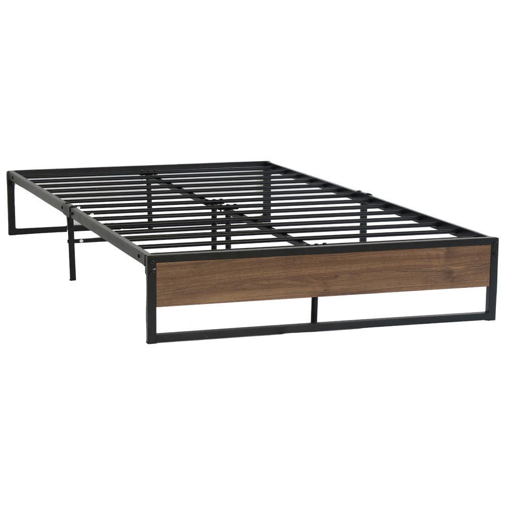 Metal Bed Frame Double Size Mattress Base Platform Foundation Wooden Black OSLO