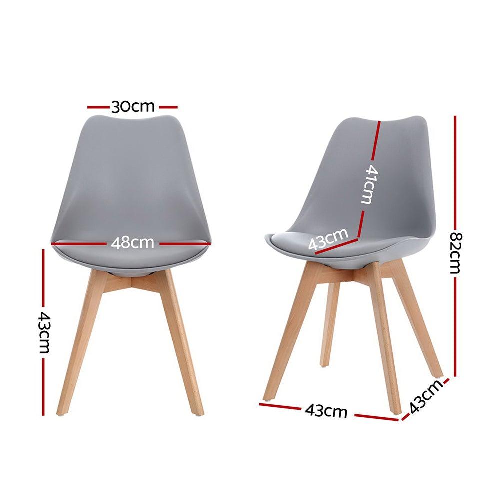 Artiss Set of 4 Retro Dining DSW Chairs PU Leather Padded Kitchen Cafe Beech Wood Legs Grey