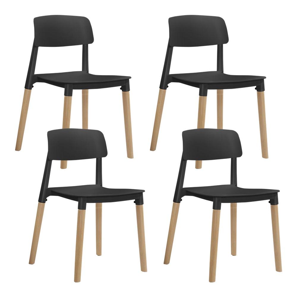 Artiss Set of 4 Belloch Replica Dining Chairs Kichen Cafe Stackle Beech Wood Legs Black