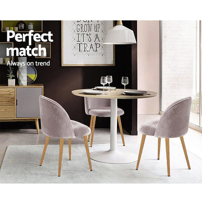 Artiss Set of Two Velvet Modern Dining Chair - Light Grey