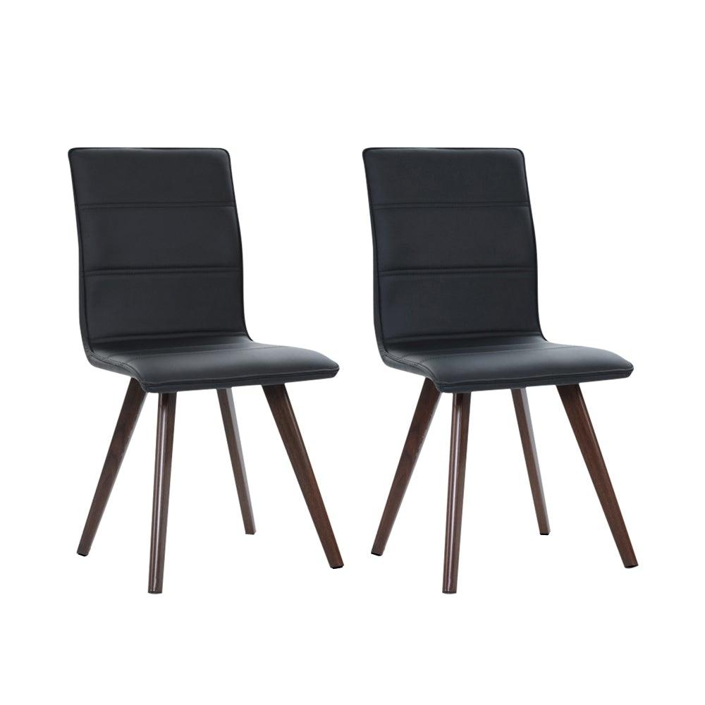 Artiss Set of 2 Dining Chairs Retro Chair New metal Legs High Back PU Leather Black