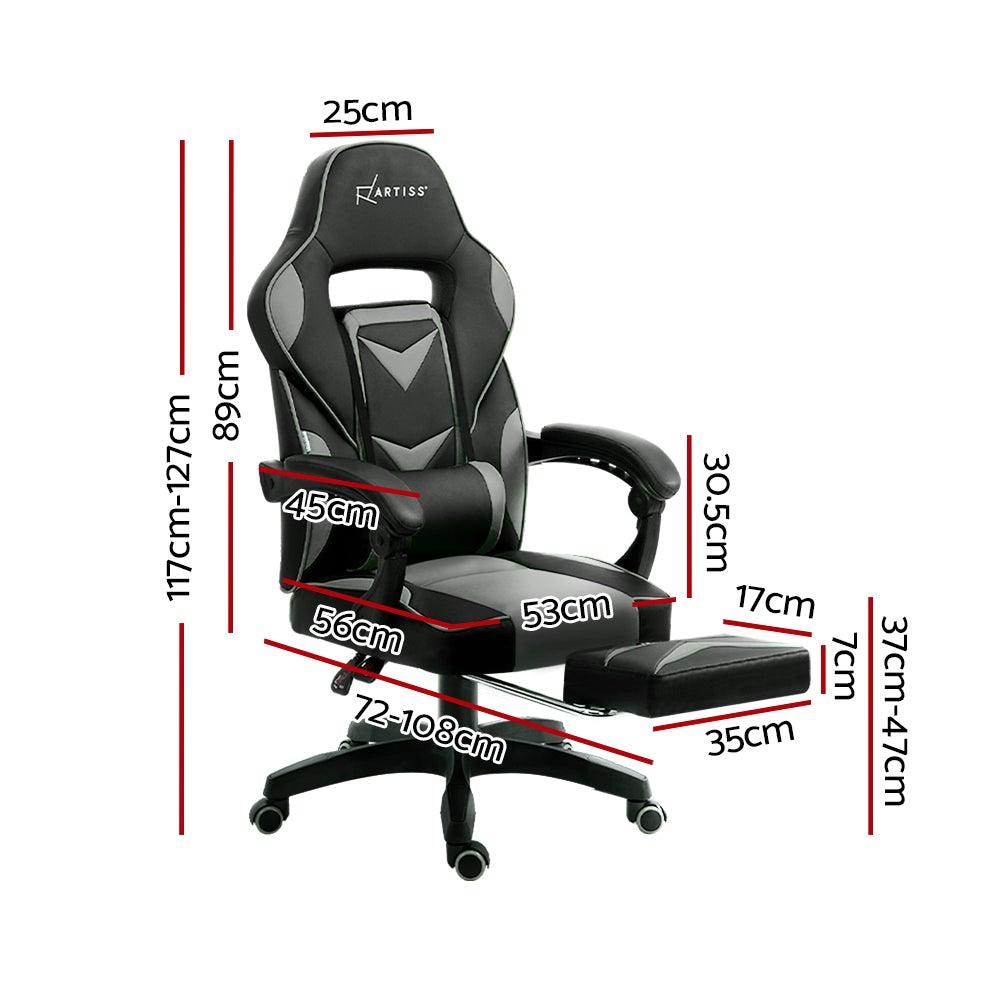 Artiss Office Chair Computer Desk Gaming Chair Study Home Work Recliner Black Grey