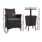 Gardeon Outdoor Furniture Wicker Chairs Bar Table Cooler Ice Bucket Patio Coffee Bistro Set