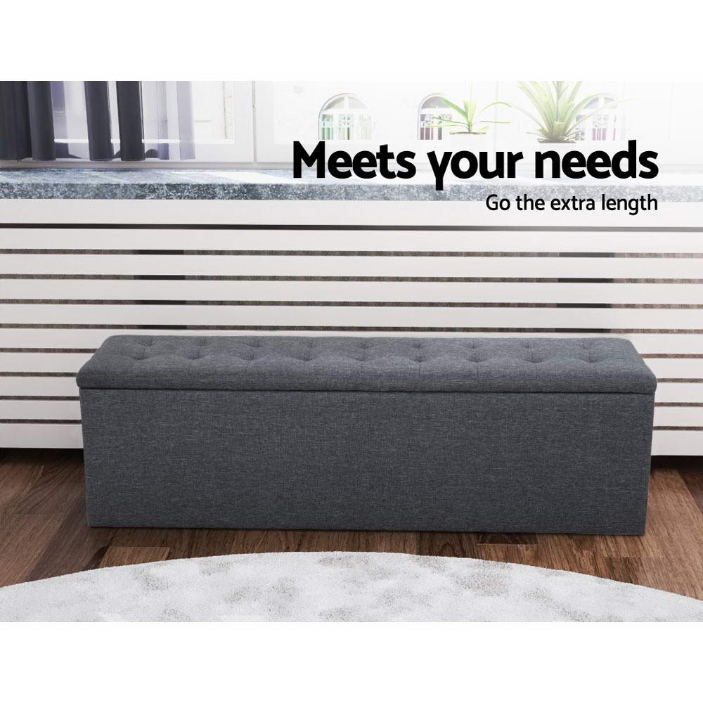 Artiss Storage Ottoman Blanket Box Linen Foot Stool Rest Chest Couch Grey
