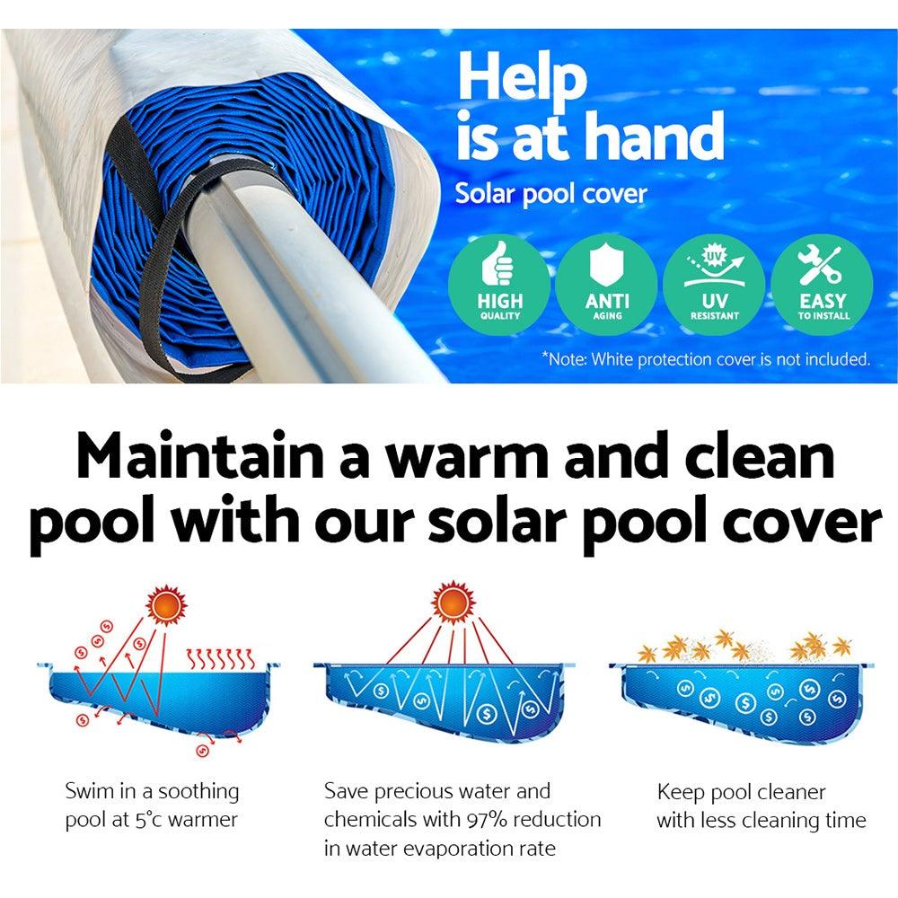 Aquabuddy Solar Swimming Pool Cover Blanket Roller Wheel Adjustable 11 X 4.8M