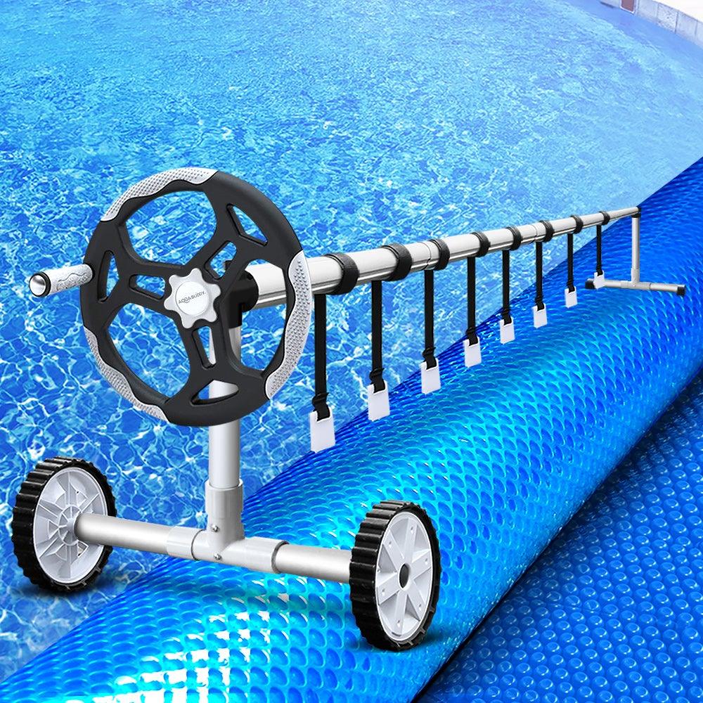 Aquabuddy Solar Swimming Pool Cover Blanket Roller Wheel Adjustable 7 X 4m