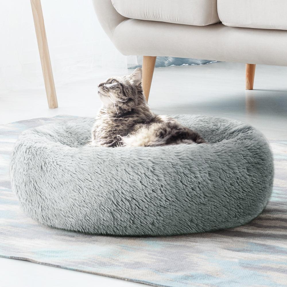 i.Pet Pet bed Dog Cat Calming Pet bed Medium 75cm Light Grey Sleeping Comfy Cave Washable