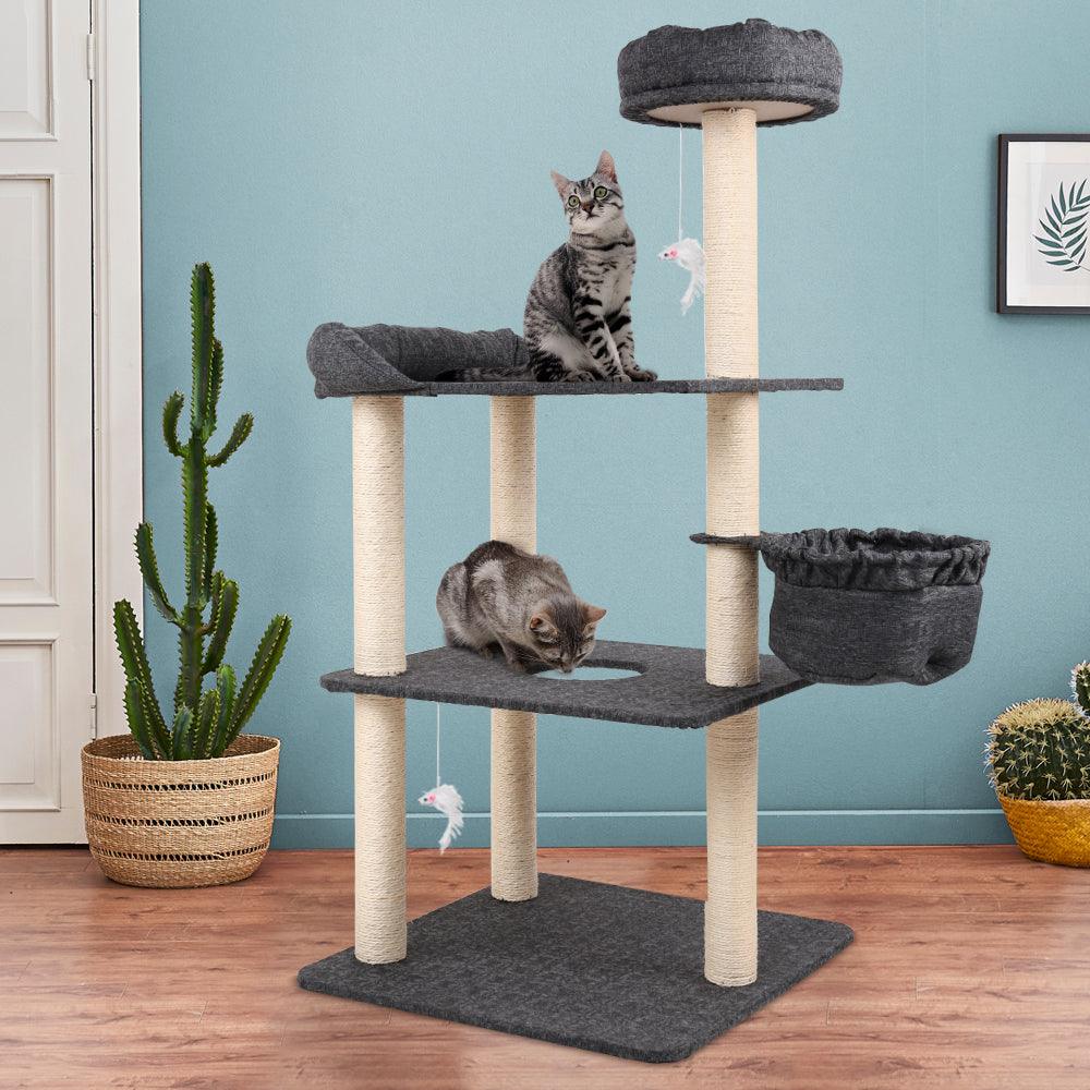 i.Pet Cat Tree 132cm Trees Scratching Post Scratcher Tower Condo House Furniture Wood