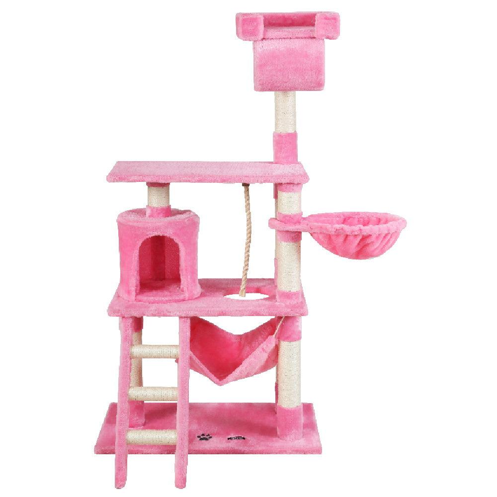 i.Pet Cat Tree 141cm Trees Scratching Post Scratcher Tower Condo House Furniture Wood Pink