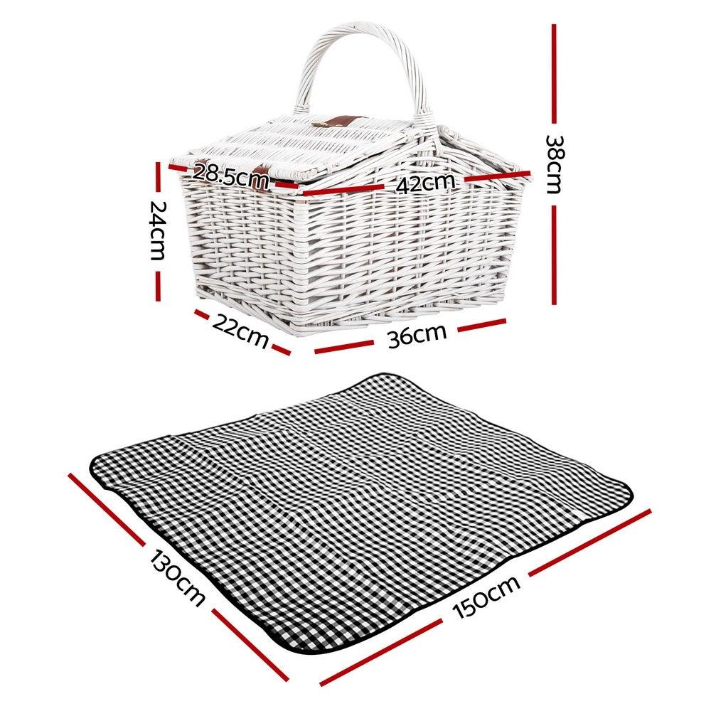 Alfresco 2 Person Picnic Basket Baskets White Deluxe Outdoor Corporate Blanket Park