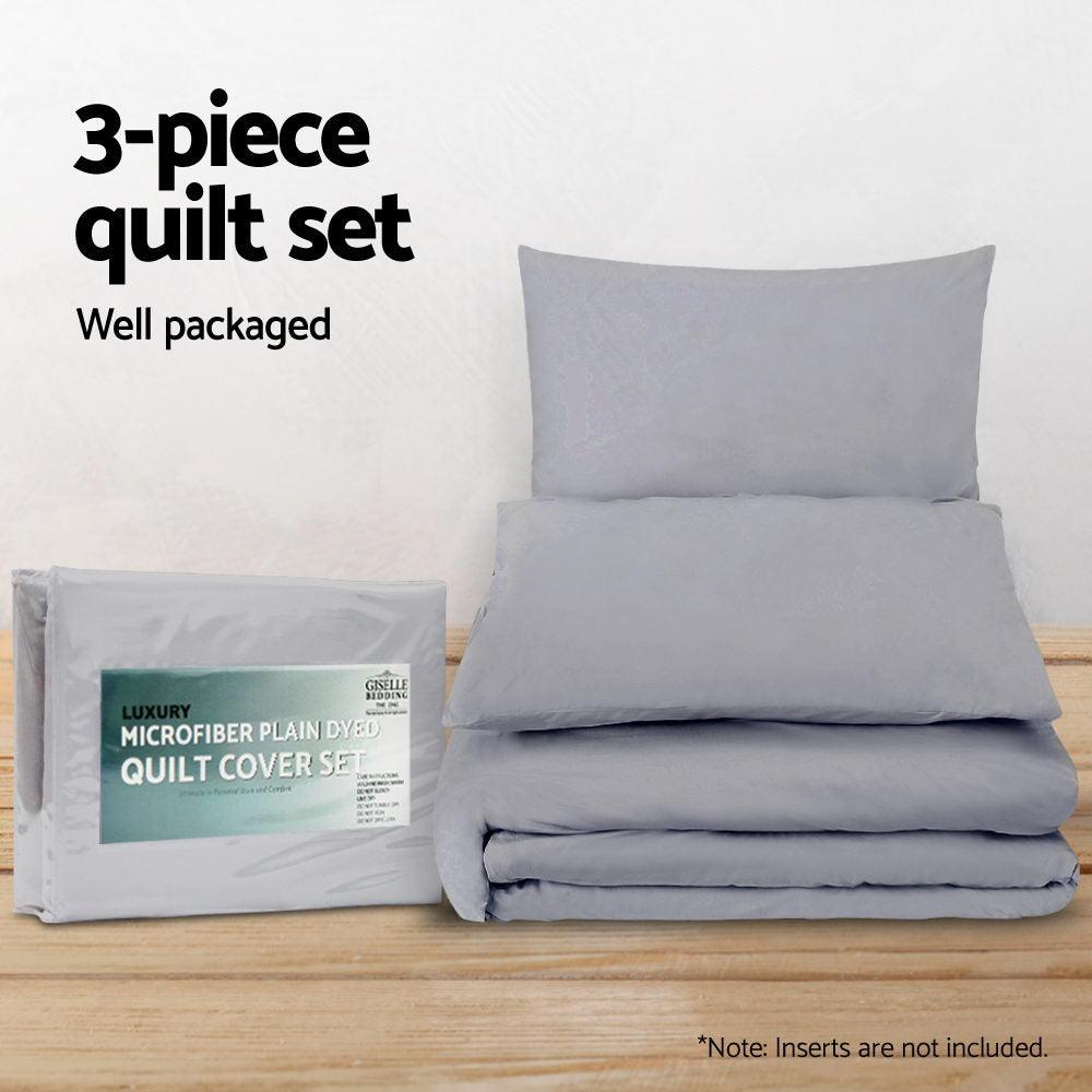 Giselle Bedding Queen Size Classic Quilt Cover Set - Grey