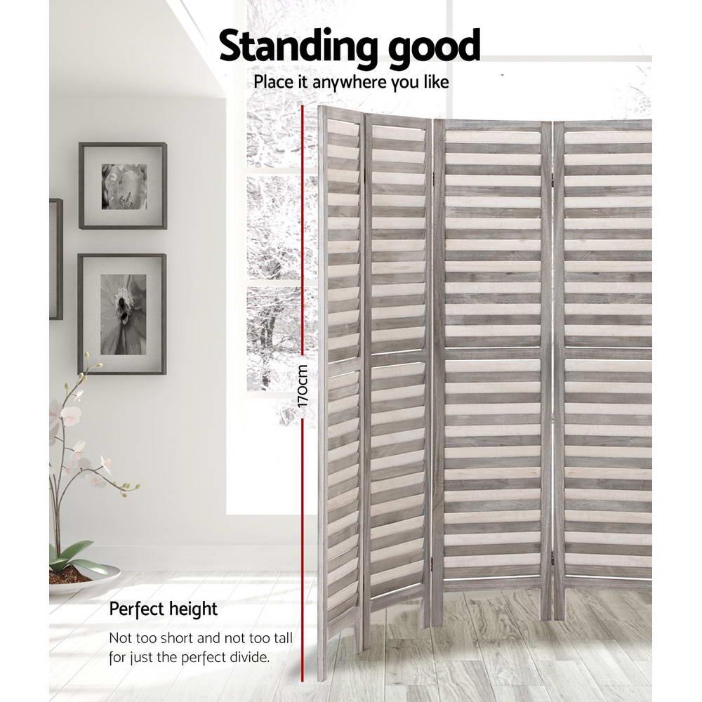 Artiss 8 Panel Room Divider Screen Privacy Wood Dividers Timber Stand Grey