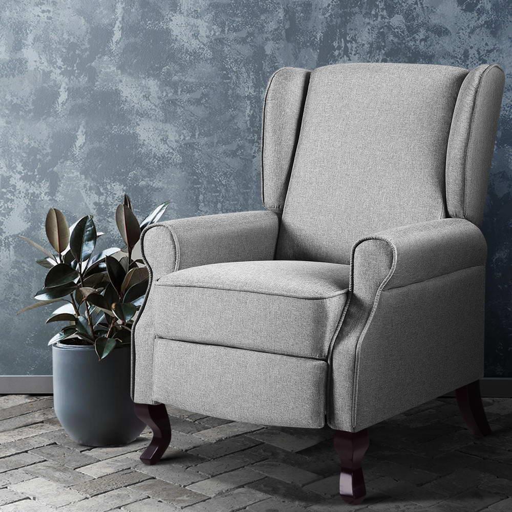 Artiss Recliner Chair Luxury Lounge Armchair Single Sofa Couch Fabric Grey
