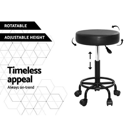 Artiss Round Salon Stool Stools Black Swivel Barber Hair Hydraulic Chairs Lift