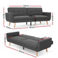 Artiss Sofa Bed Lounge Set Couch Futon 3 Seater Fabric Reliner 197cm Dark Grey