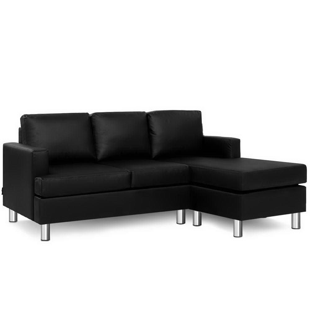 Artiss Sofa Lounge Set Couch Futon Corner Chaise Leather 3 Seater Suite Black