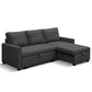 Artiss 3 Seater Sofa Bed Storage Corner Fabric Lounge Chaise Couch Charcoal