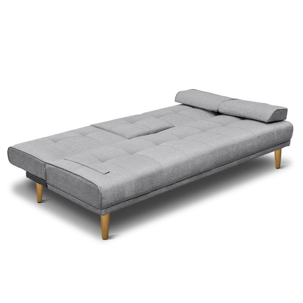 Artiss 3 Seater Fabric Sofa Bed - Grey