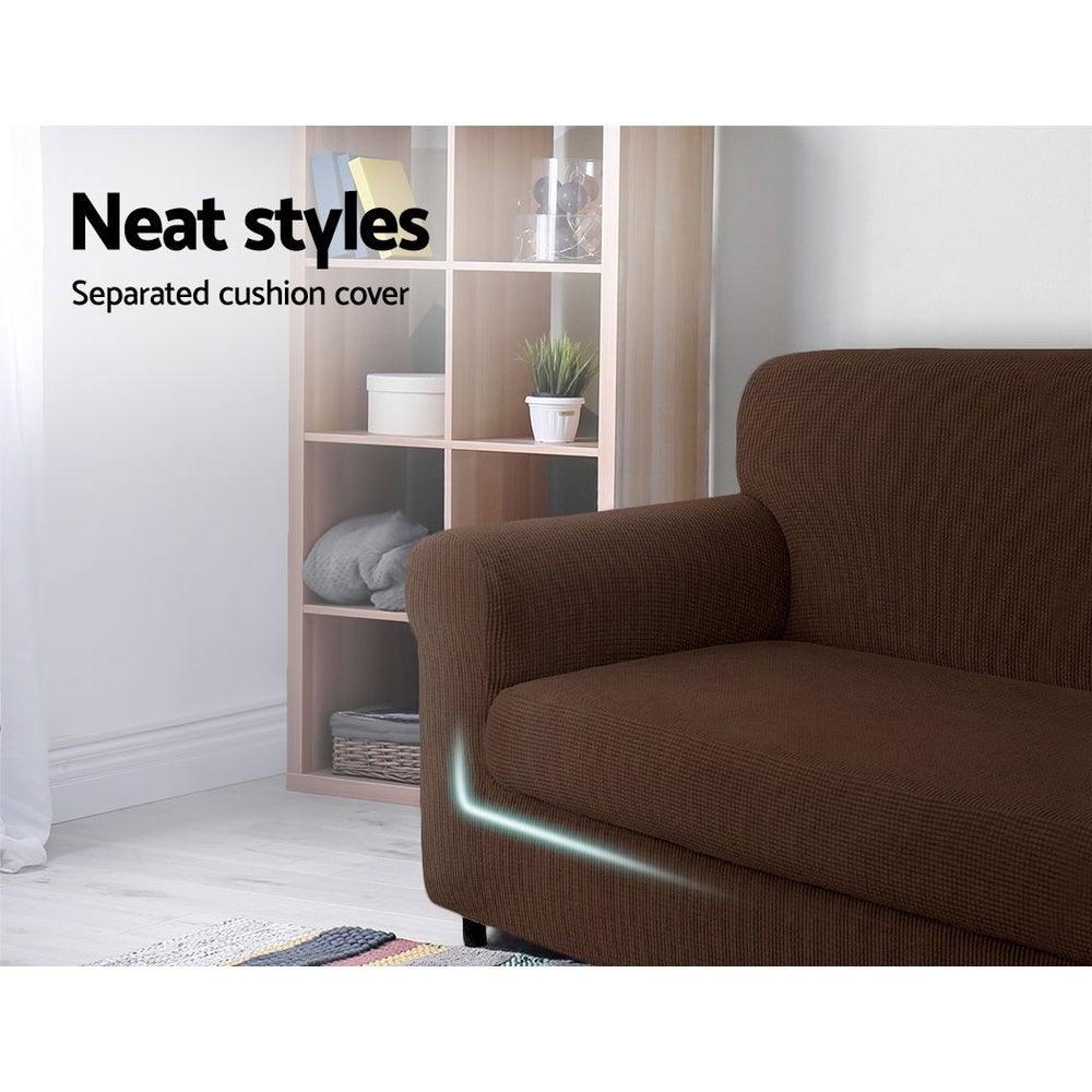 Artiss 2-piece Sofa Cover Elastic Stretch Couch Covers Protector 1 Steater Coffee