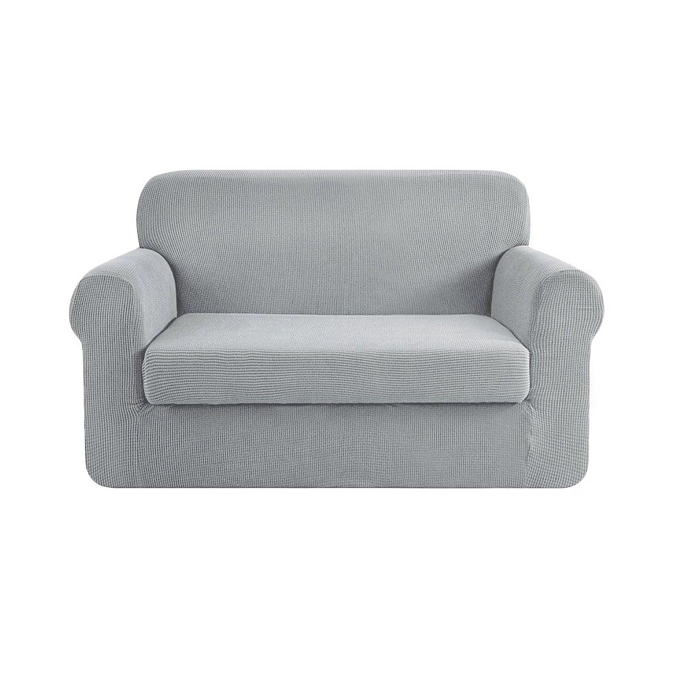 Artiss 2-piece Sofa Cover Elastic Stretch Couch Covers Protector 2 Steater Grey