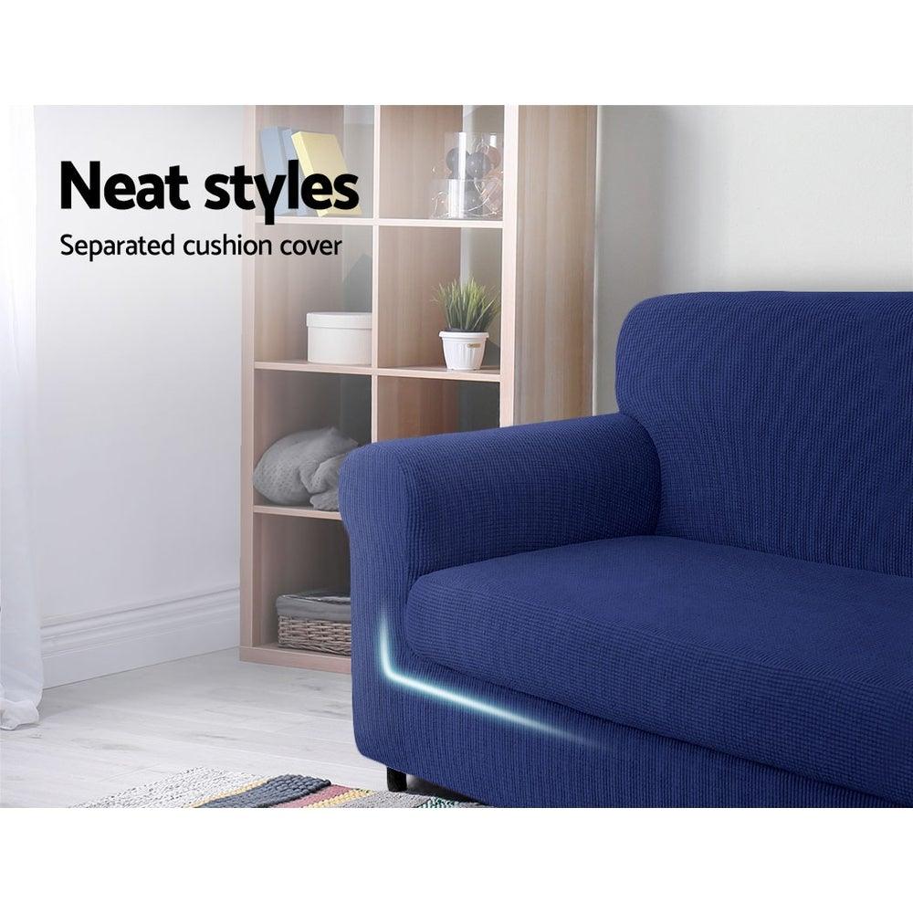 Artiss 2-piece Sofa Cover Elastic Stretch Couch Covers Protector 2 Steater Navy